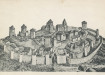 Restitution de l'ancienne forteresse de Dun par un érudit local à la fin du XIXe siècle. Comme le plan précédent, cette restitution n'a pas pu être confirmée par l'archéologie. -© Archives départementales 71 