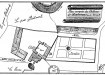 Plan du domaine, avant les travaux du marquis de Vichy (restitution par Joseph Sandre, déb. XXe s.). On remarque les deux tours circulaires sur le château - © Académie de Mâcon 