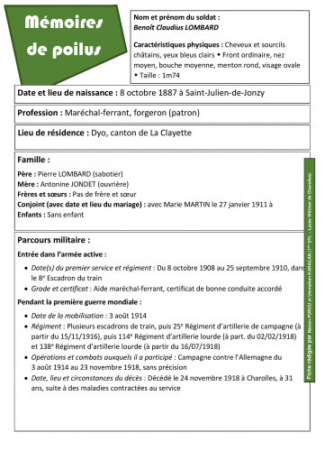 Fiche d identite benoit claudius lombard