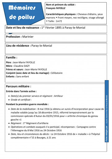 Fiche d identite francois fayolle