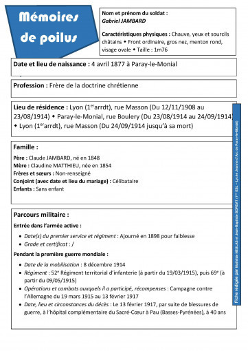 Fiche d identite gabriel jambard