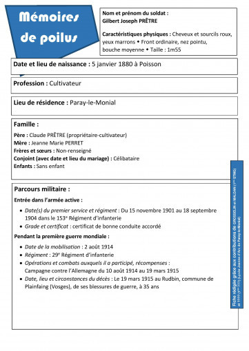 Fiche d identite gilbert joseph pretre