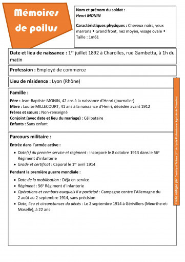 Fiche d identite henri monin