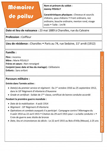 Fiche d identite joanny pouilly